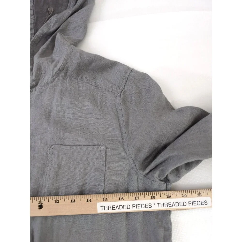 St Tropez Linen Jacket Womens S Gray Lightweight Zip Front Beachy Coastal Casual